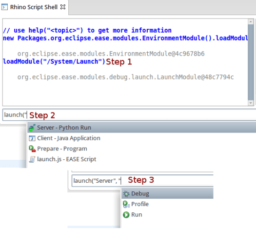 Launching with EASE - using auto completion